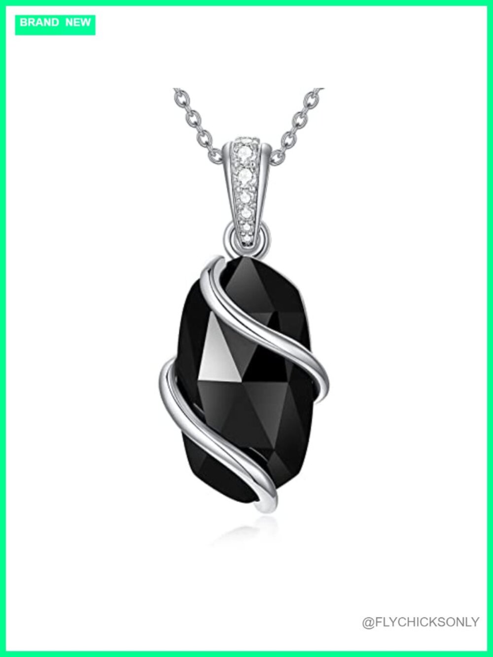 Sterling Silver Black Onyx Pendant Necklace 18 Inch Dainty Gemstone Jewelry